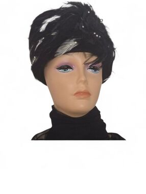 Mr. Hi's Black Felt Feather Hat Rhinestones 22 in NWT